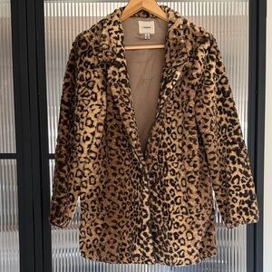 Zara Leopard Print Teddy Coat - Brown